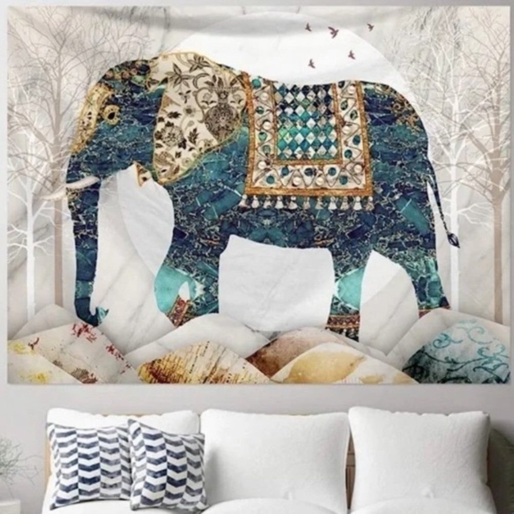 Floral Indie Elephant Hippie Tapestry Wall Tapestry Bedspread/Indoor HippieDecor